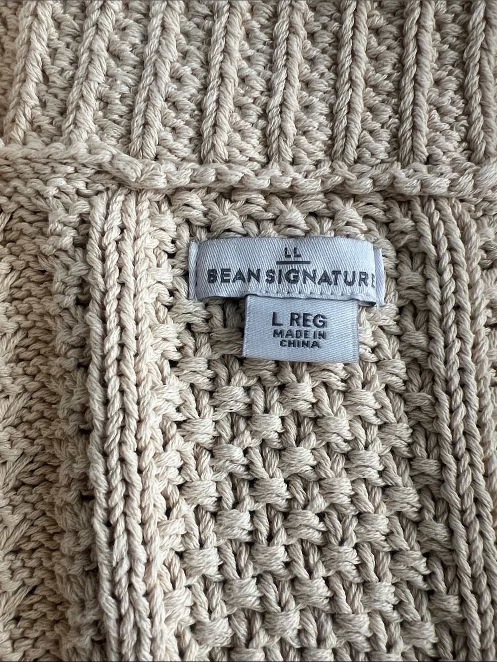 LL Bean Signature Cotton Fisherman Sweater Cardigan Women's Large - Picture 7 of 9